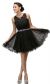 Lace Top Tulle Skirt Short Homecoming Party Dress in Black